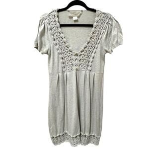 NICK & MO Soft Cotton Blend Crocheted Trim Detail Dress, Size L
